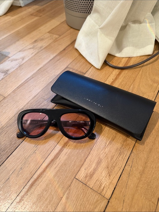Jimmy Fairly Accessories - Jimmy Fairly Black Frame Sunglasses with Pink Lenses